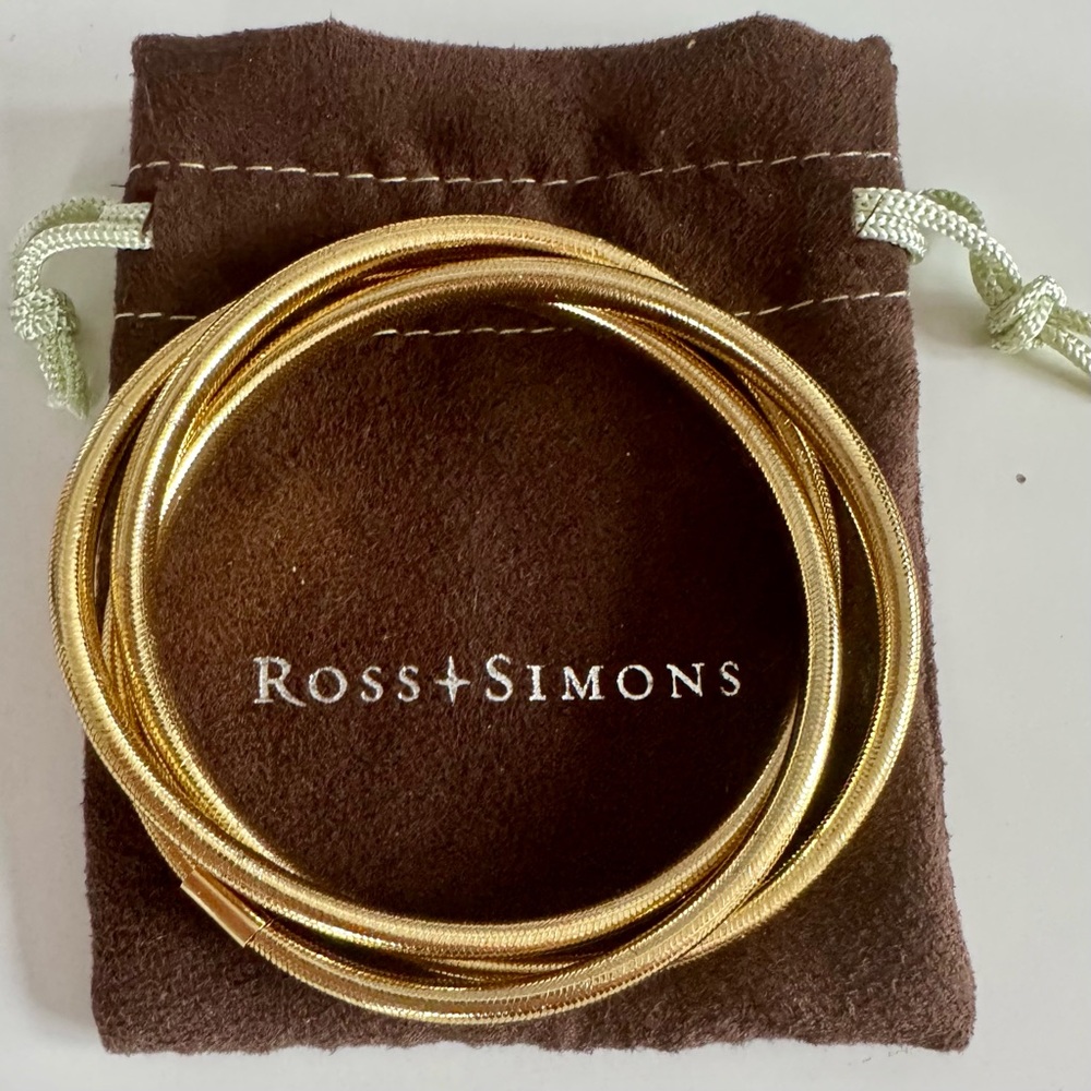 New in Pouch Rolling 14K Gold over Silicone Bracelet